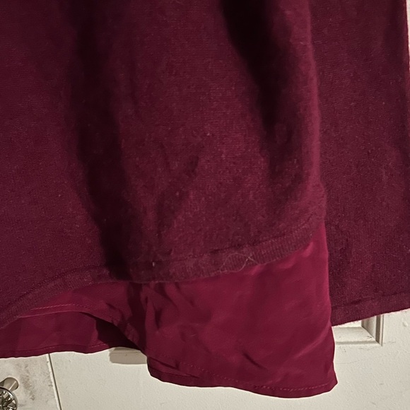 Garnet Hill Knitted 100% Cashmere Woven 100% Silk Sweater Burgundy Size Small - Picture 3 of 9